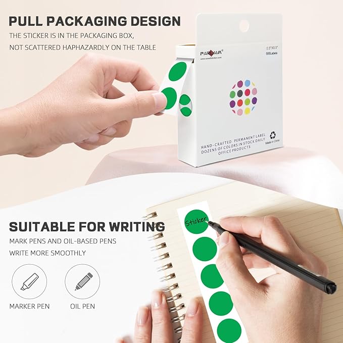 PARLAIM 1/2 Inch Round Adhesive Color-Code Dot Stickers, 500 Stickers Inventory - Image 3
