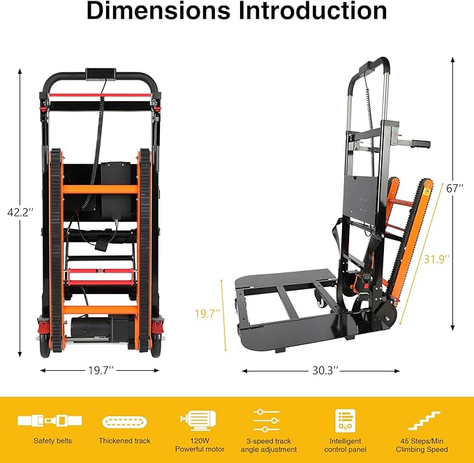 Electric Stair Climbing Dolly, 400lb Max Load Heavy Duty, Powered Stair Climber - Image 5