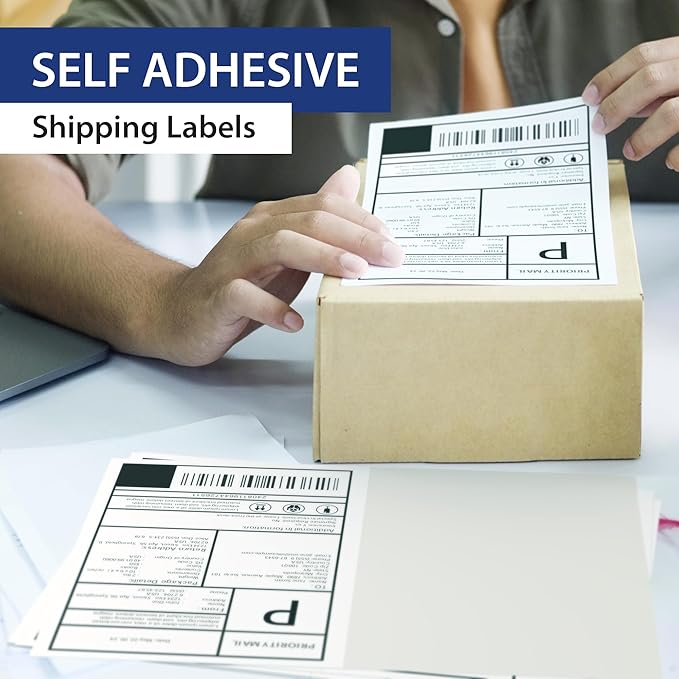 300 Sheet | 8.5" x 11" 2 UP Half Sheet Self Adhesive Shipping Labels - Image 4