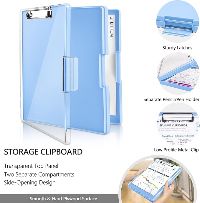 Clipboard with Storage, Heavy Duty Clip Boards 8.5x11 with 2 Storage Case - Image 4