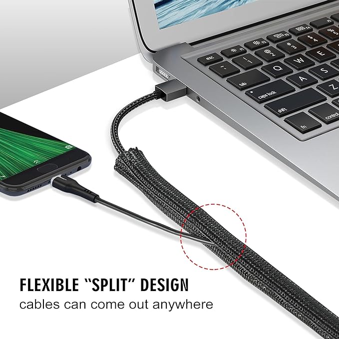 10ft - 1/2 inch Cord Protector Cable Sleeve Split Wire Loom Tubing - Image 3