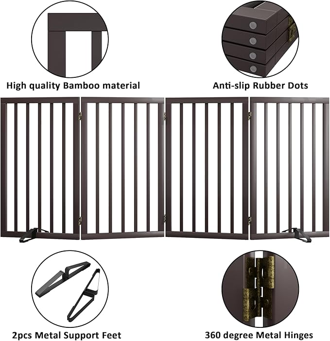 Dog Gate for Doorways 32" Tall Freestanding Dog Gate for Stair Foldable Pet - Image 5