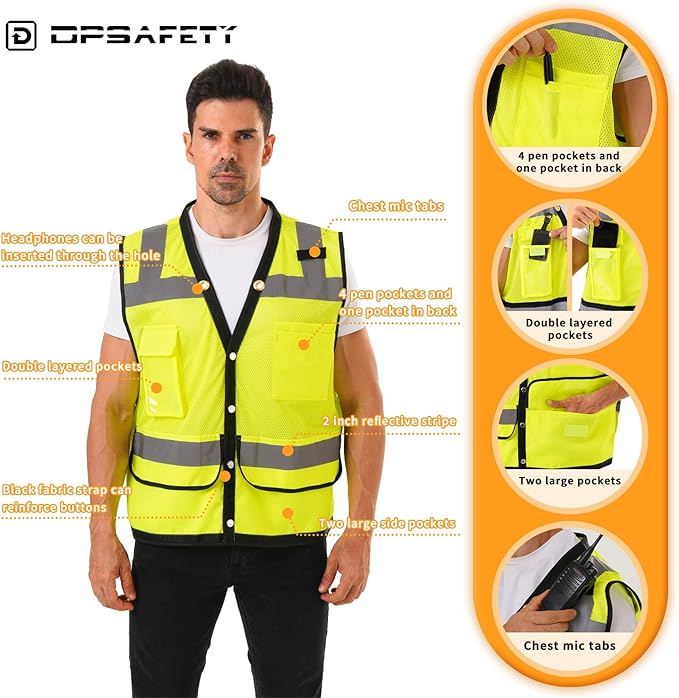 Reflective Safety Vest With Back Pocket - Image 3