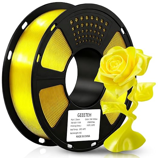 GEEETECH 3D Printer Silk PLA Filament 1.75mm Yellow, Shiny 3D Filament 1kg 1 by GEEETECH