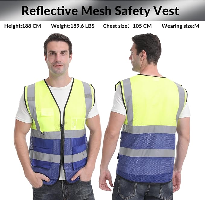 BeautyWill Custom Safety Vest Logo Class 2 High Visibility Reflevtive Vest - Image 6