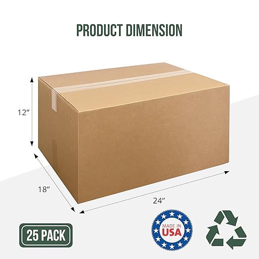 24x18x12 Shipping Boxes Large Moving Boxes, 25 Packs Corrugated Cardboard Boxes - Image 2