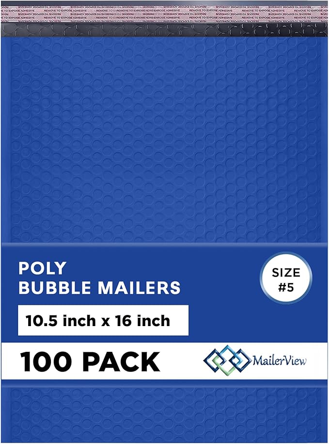 Royal Blue 10.5x16 Inch Large Poly Bubble Mailers #5 | Padded Envelopes by MAILERVIEW