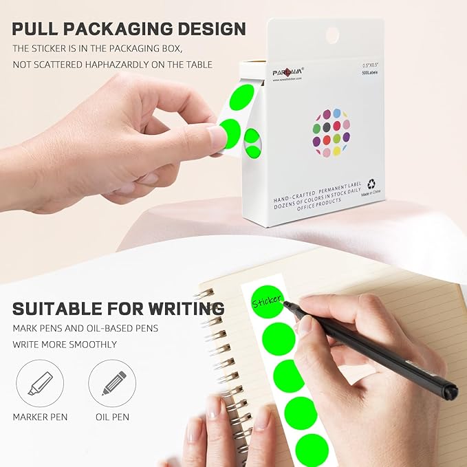 PARLAIM 1/2 Inch Round Adhesive Color-Code Dot Stickers, 500 Stickers Inventory - Image 3