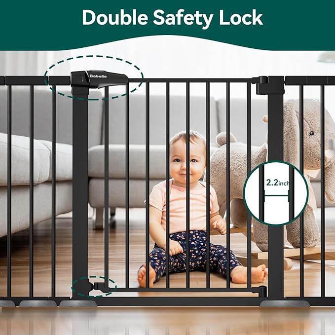 BABELIO 36" Tall Baby Gate, PressGuard P7, 29-55" Auto Close Pressure Mounted - Image 4