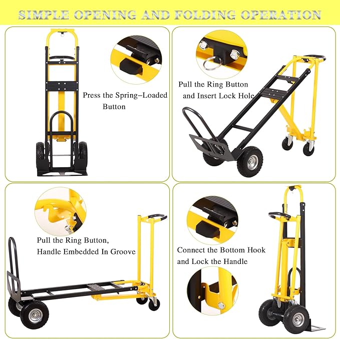 Convertible Hand Truck Dolly Cart, 3-in-1 Industrial Aluminum Hand Truck - Image 5