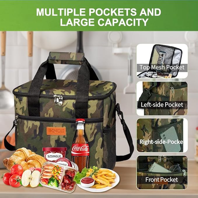 Iknoe Large Cooler Bag Collapsible 24 Can Insulated Bags Leakproof Lunch Cooler - Image 2