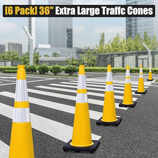 Fluorescent Orange/Green PVC Traffic Cones, Heavy Black Base Parking Lot Cone - Image 6