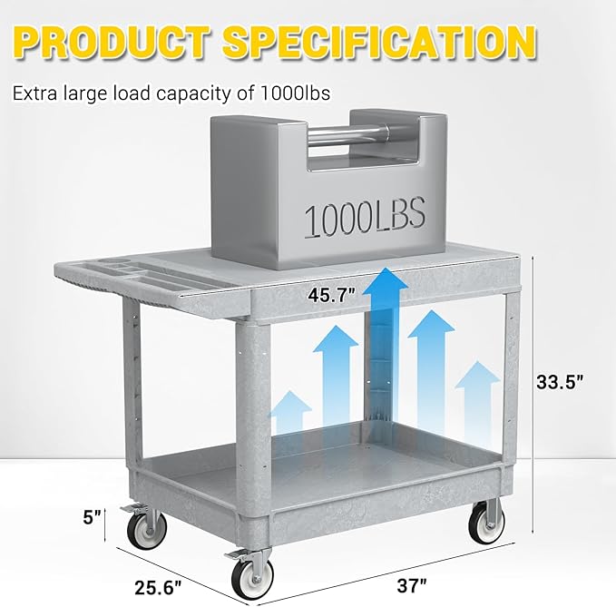 Heavy Duty Plastic Utility Cart - Image 4