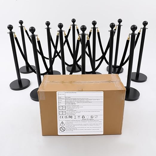Stanchion Posts Crowd Control Barriers, 201 Stainless Steel 12 Posts 8 Ropes - Image 9