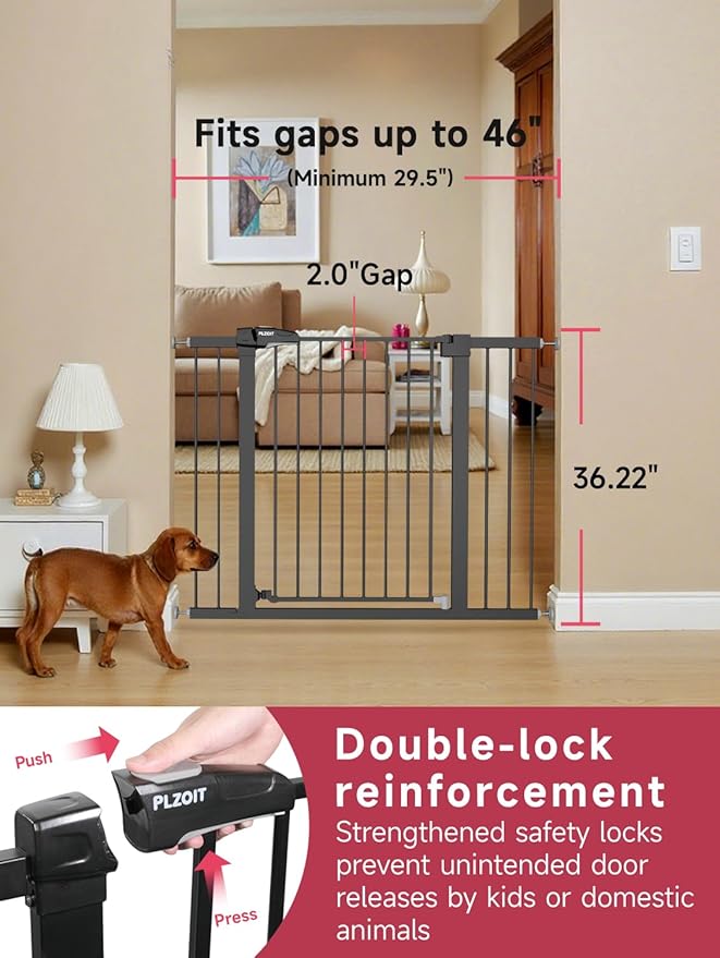 36.2" Extra Tall Baby Gate for Stairs, 29.5-46" Wide Dog Gate for Doorways - Image 3