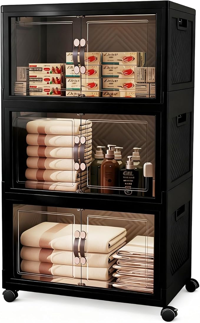 Collapsible Storage Bins with Lids&Wheels-192QT Stackable Plastic Containers by Unknown