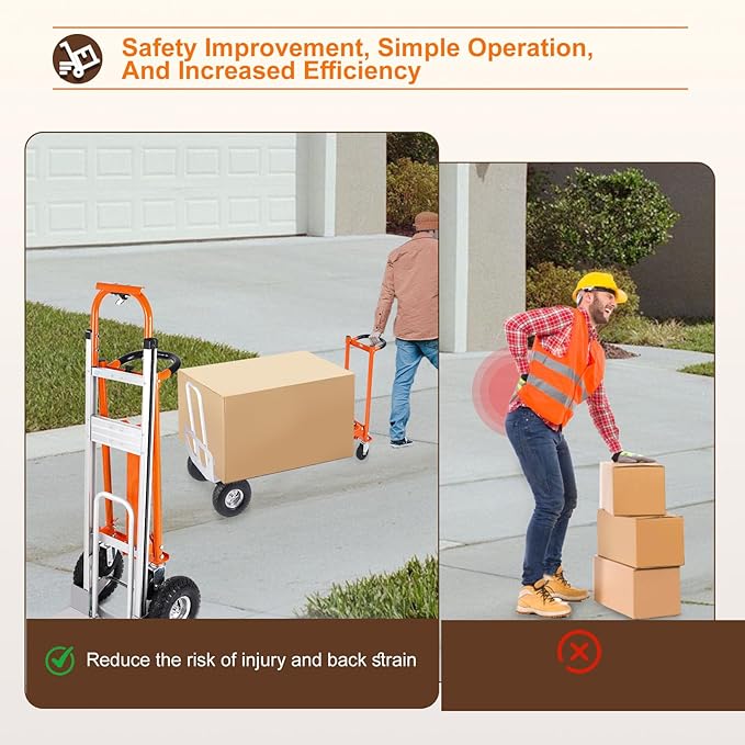 4-in-1 Convertible Hand Truck Dolly Cart, 770 lbs Heavy Duty Folding Hand Truck - Image 5