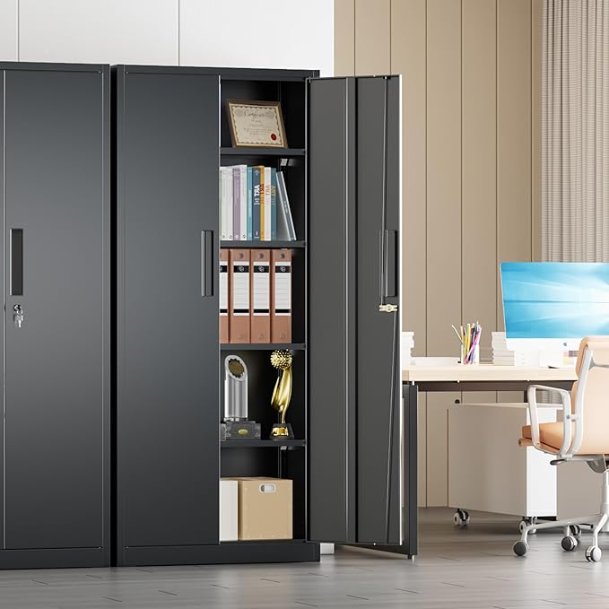 Crownland 63" Metal Storage Cabinet, Lockable Garage Storage Cabinets, High - Image 2