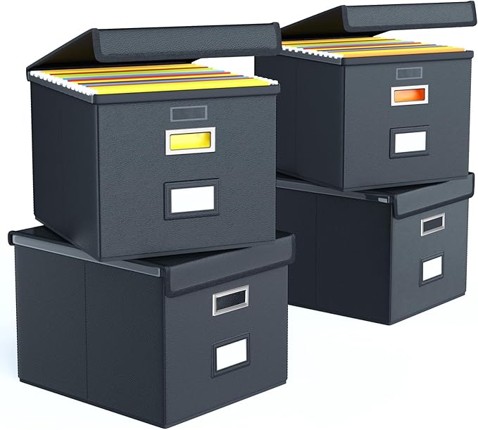 Huolewa Portable Leather File Organizer Boxes by Huolewa