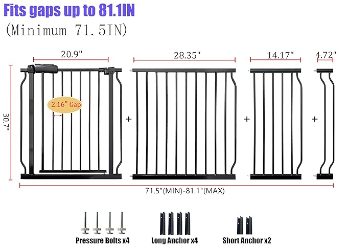 Extra Wide 76.4-81 Inch Large Baby Gates - Image 2