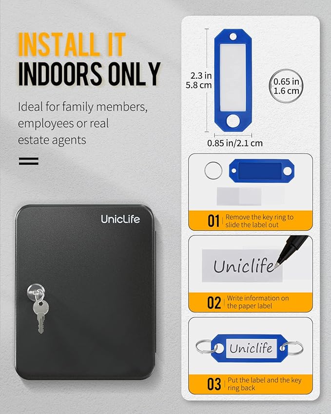 Uniclife Steel Key Cabinet Wall Mounted Organizer - Image 7