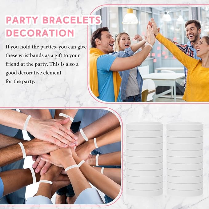 Liliful 100 Pcs Silicone Rubber Wristbands Rubber Wristband Bracelet Bands - Image 5