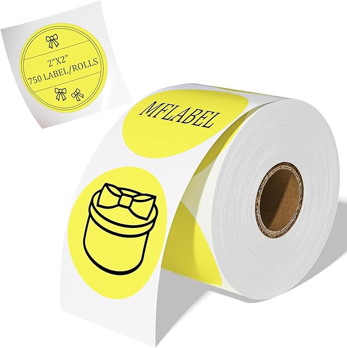 MFLABEL 750-Pack Yellow Round Labels by MFLABEL