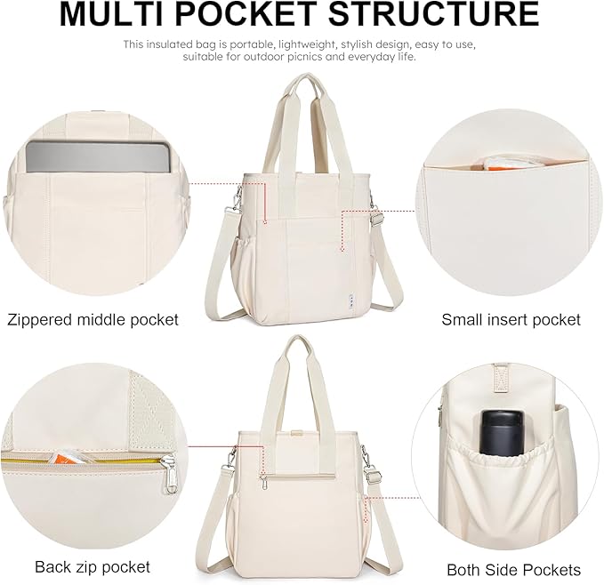 NOL Insulated Lunch Bag for Women, Large Spacious Lunch Tote Bag - Image 3