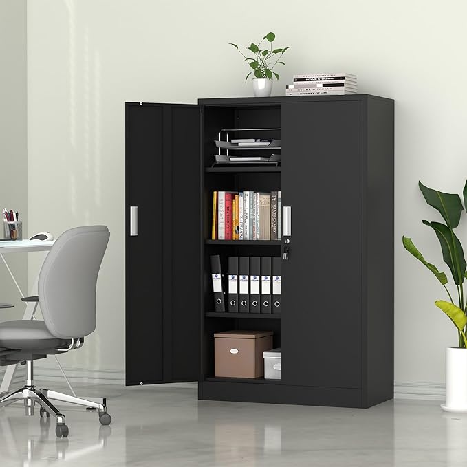 Metal Storage Cabinet with Locking Doors and Adjustable Shelves, 53.5-Inch Tall - Image 4