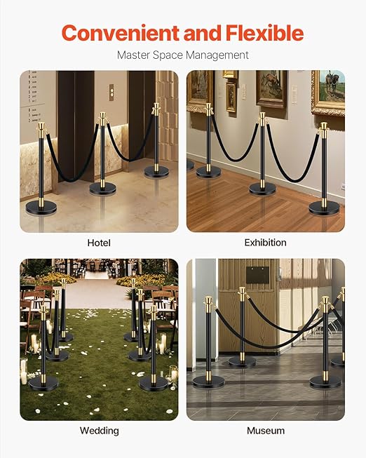 VEVOR Stanchions and Velvet Ropes, Stainless Steel Stanchion Post Queue - Image 5