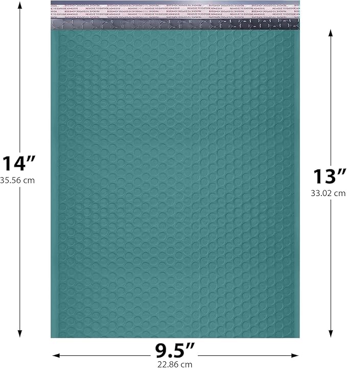 Green 10x13 Inch Poly Bubble Mailers |Self Seal Padded Envelopes - Image 2