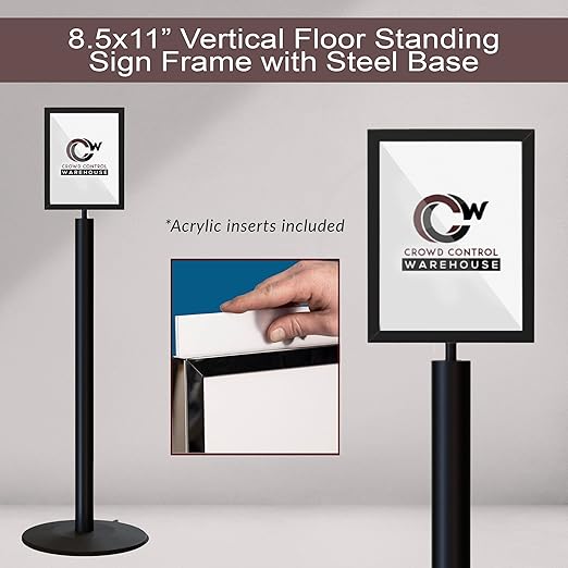 Floor Standing Sign Frame with Steel Low Profile Base, 8.5 inches by 11 inches - Image 6
