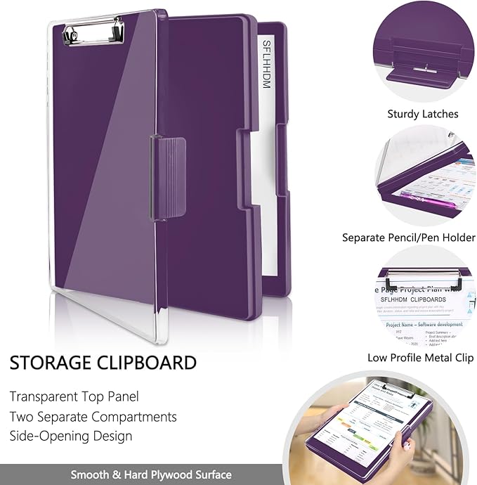 Clipboard with Storage, Heavy Duty Clip Boards 8.5x11 with 2 Storage Case - Image 3