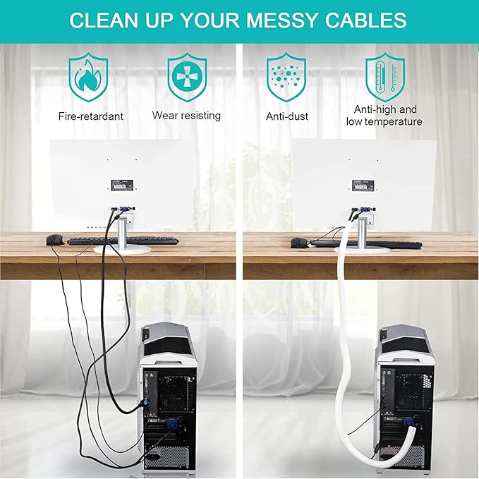 6.6ft - 1/2 inch Gold Cable Sleeve, Cable Organizer - Image 3