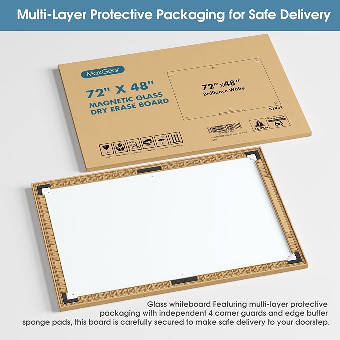 MaxGear Glass White Board 72x48 Inches Brilliance White Magnetic Dry Erase - Image 8