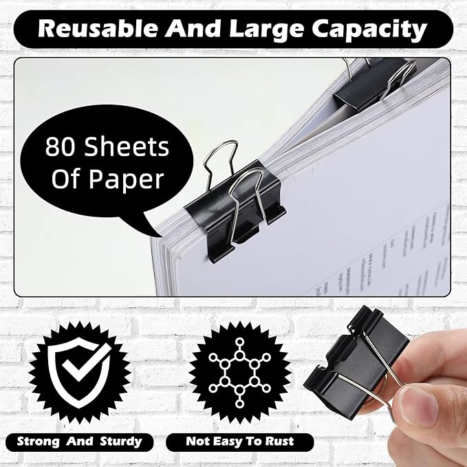 Yexiya 300 Pcs Medium Binder Clips Sturdy 1.25 Inch Clamps Bulk, Gutter C9 Roof - Image 3