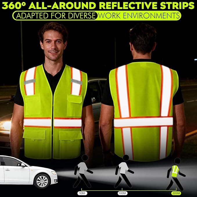 BeautyWill 10/20 Pack Custom Logo Safety Vest, Bulk High Visibility Class 2 - Image 2