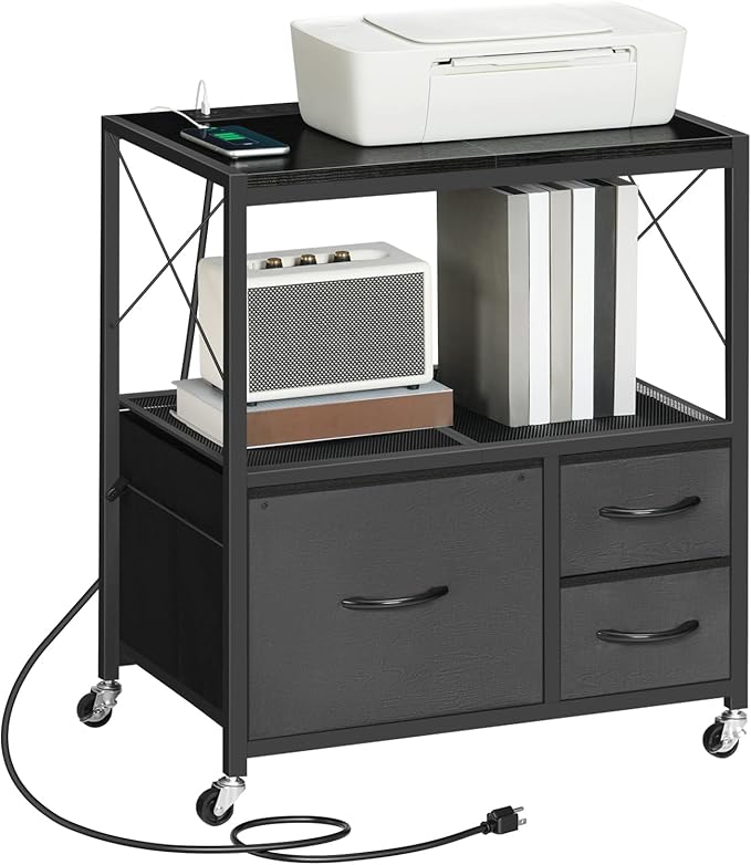 File Cabinet with Charging Station, 3 Drawer Lateral Filing Cabinet by MAHANCRIS
