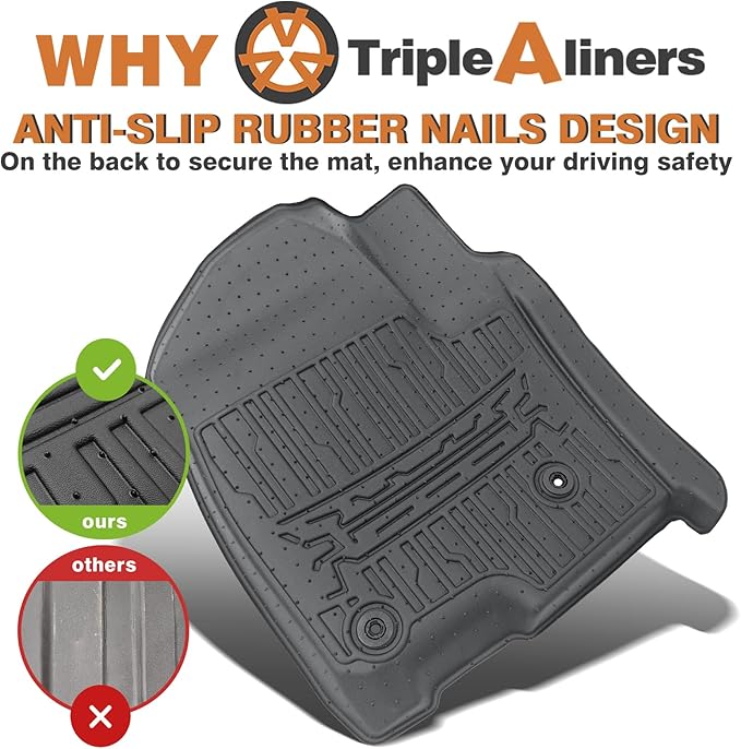 TripleAliners Truck Bed Mat & Floor Mats Front Rear Full Set Compatible - Image 4