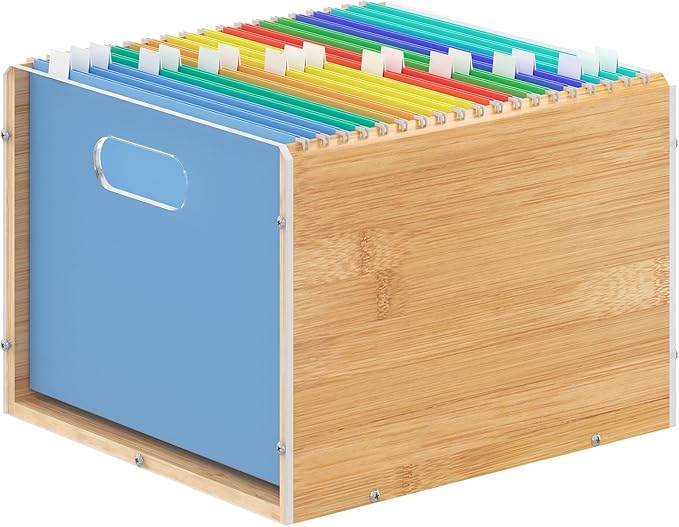 Hanging File Organizer, Bamboo Filing Box File Crate Organizer Storage Boxes by shengbaomaoyi