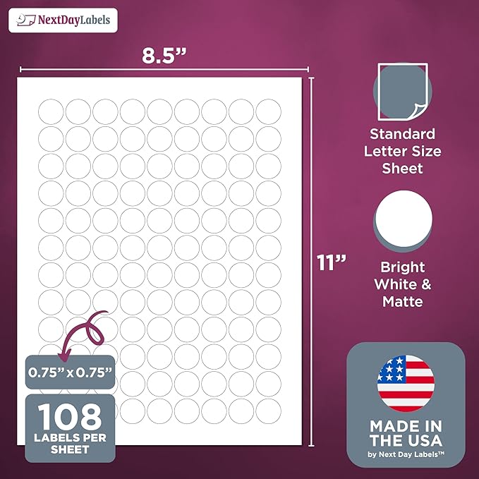 NextDayLabels 3/4 Inch Round Sticker Labels - Image 2