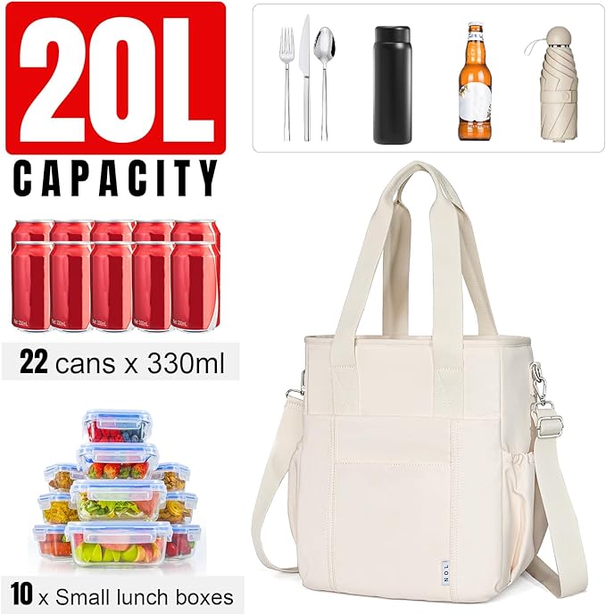 NOL Insulated Lunch Bag for Women, Large Spacious Lunch Tote Bag - Image 5