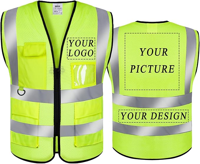 BeautyWill Custom Safety Vest Logo Class 2 High Visibility Reflevtive Vest by BeautyWill