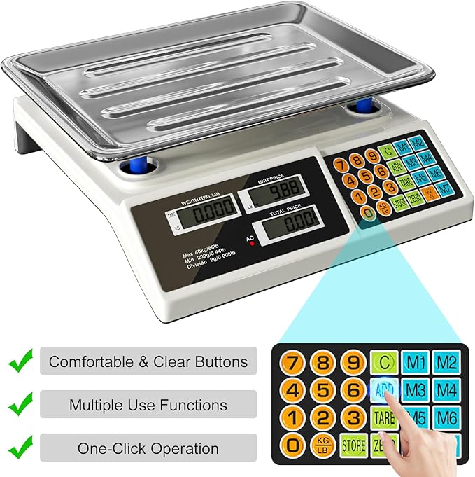 Price Computing Scale 88lb/40kg LCD Digital Commercial Price Scale - Image 4
