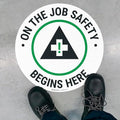 On The Job Safety Begins Here 18x18 inches, Floor Decal Anti-Slip Adhesive by SigoSigns