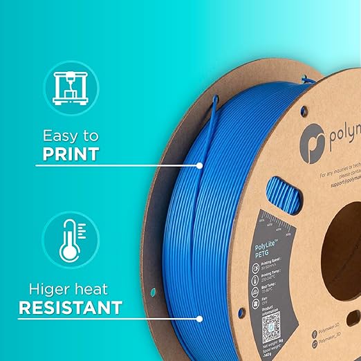 Polymaker PolyLite 3D Printer PETG Filament Electric Blue 1.75mm 1kg, Legacy - Image 5