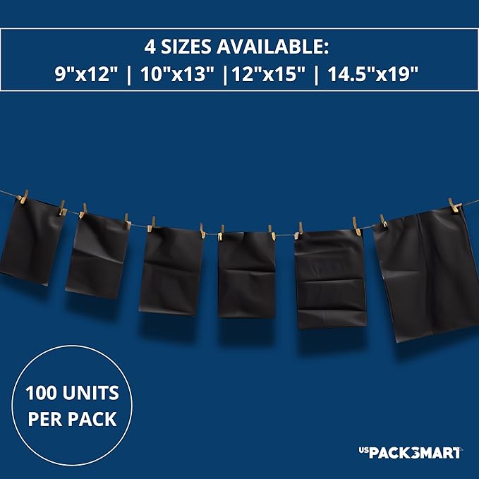 Black Plastic Poly Mailers 9"x12" | Shipping Bags - Image 2