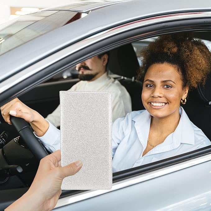 Car Registration and Insurance Holder, Leather Magnetic Shut Vehicle Glove Box - Image 6