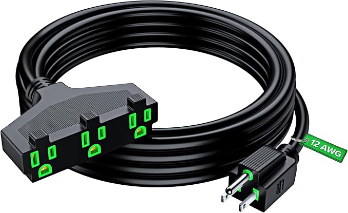 Maximm 12/3 Extension Cord 15 Feet, 3 Prong Plug 3-Outlet SJTW Heavy Duty Indoor by MaximmCable