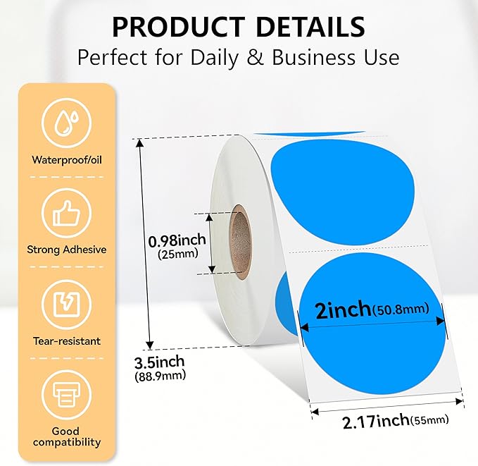 2 inch Dot Stickers Labels Circle Garage Sale Sticker 750Pcs Round Thermal - Image 3